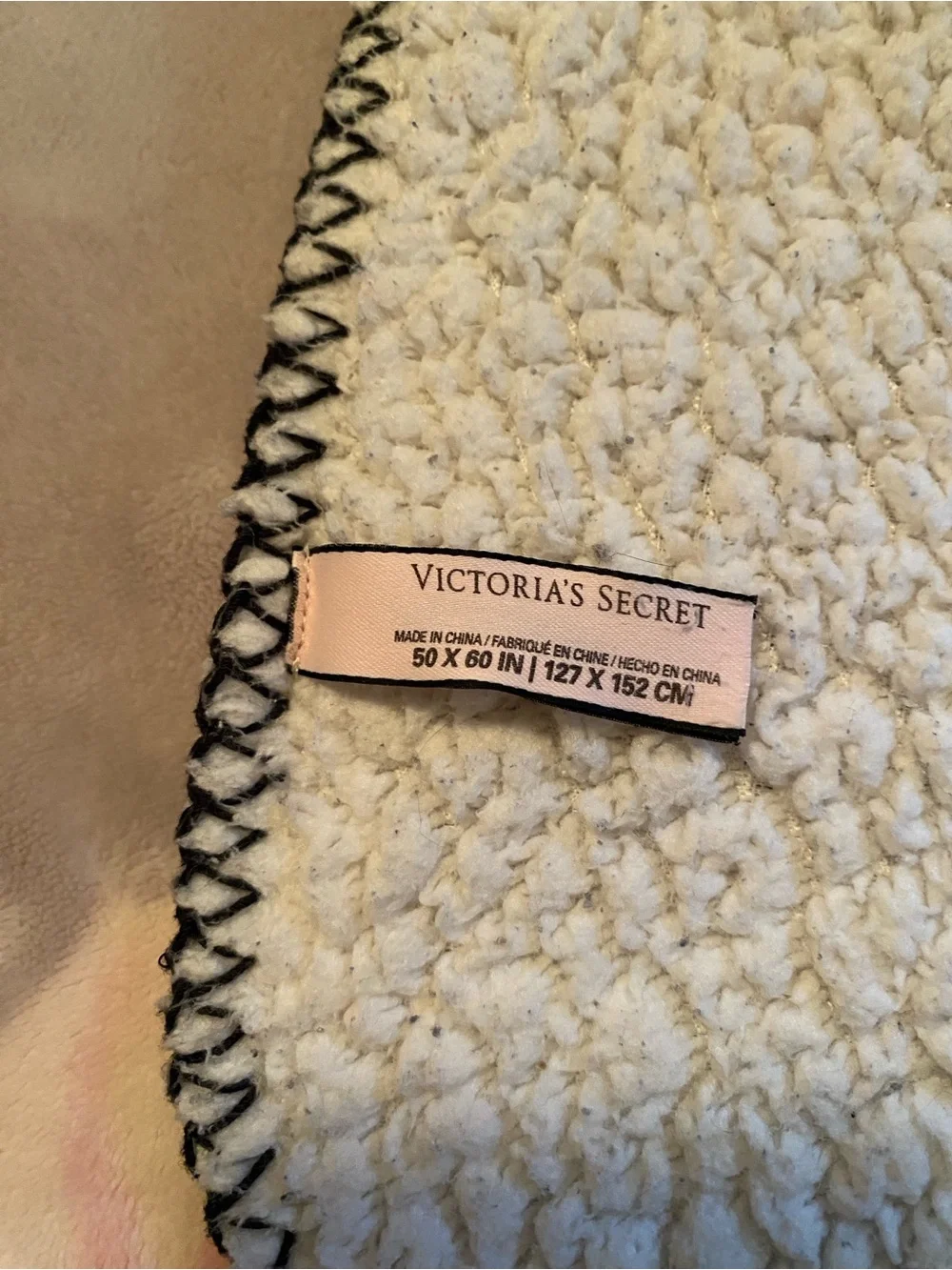 Victoria's Secret Cozy Pink Rose LOVE Throw Blanket on Gray, 50x60 inches
